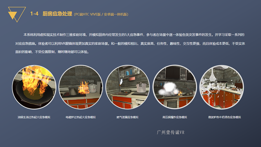 VR消防多场景模拟、VR消防虚拟系统、VR消防多场景模拟、VR厨房应急处理